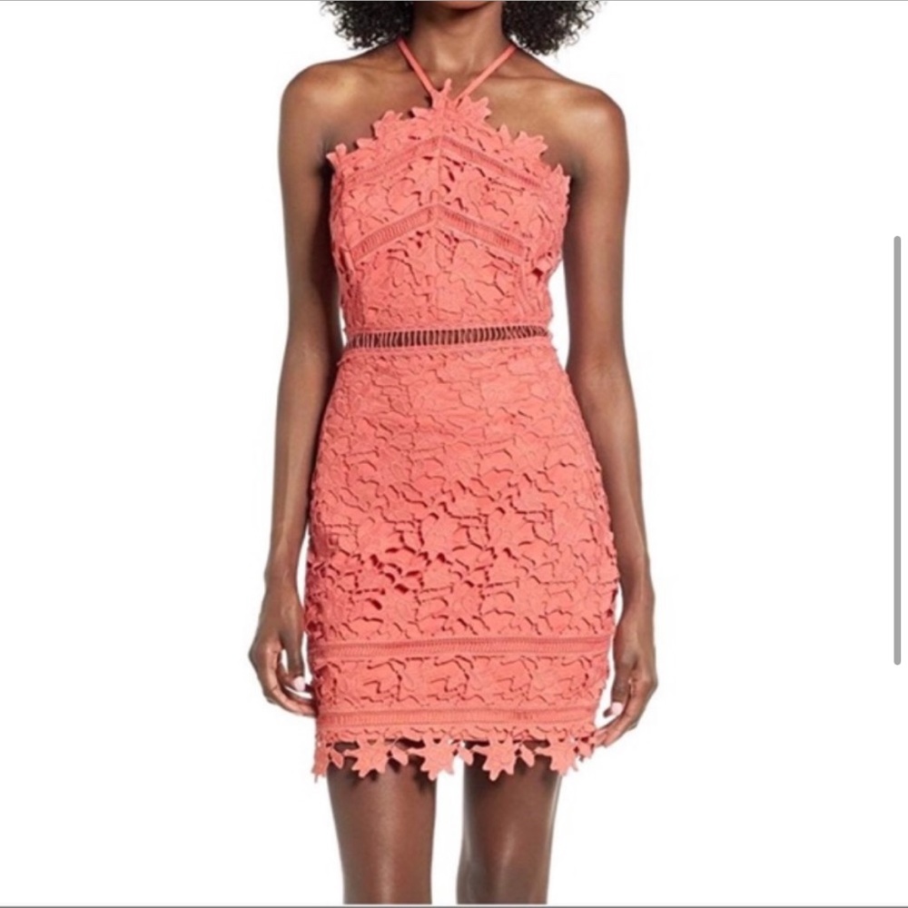 NWT‎ ASTR the Label Coral Lace Bodycon Dress Size XS Fairy Romantic Vacation - Picture 2 of 14